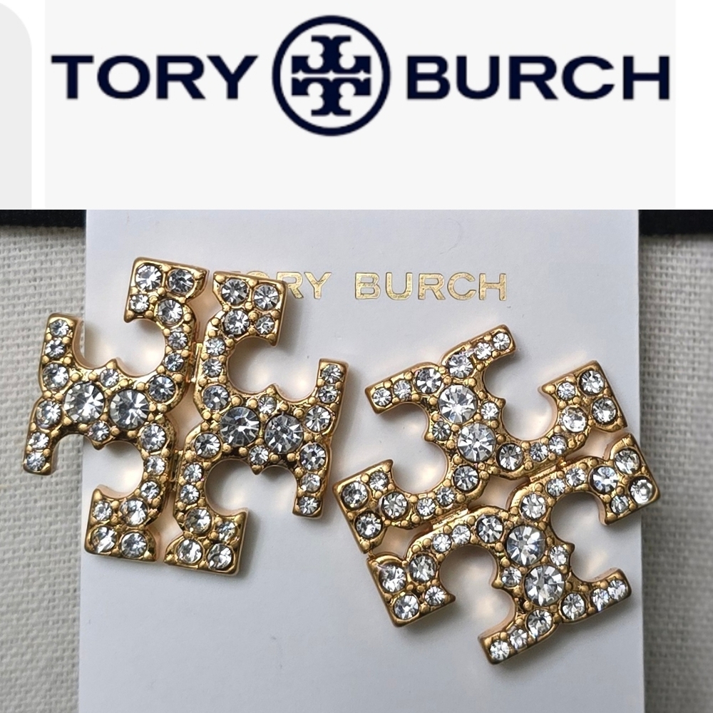 Tory Burch Roxanne Crystal Pave Oversized Statement Stud Earrings